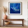 ba-0054-sapphire-peony-print-2-room-entryway-black-v6 Sapphire Peony by Bassem, art print shown framed on a wall