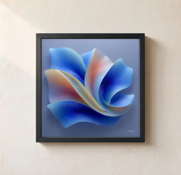 ba-0058-stardust-petals-framed-1-thin-closeup-black-v4 Stardust Petals by Bassem, framed print on a wall