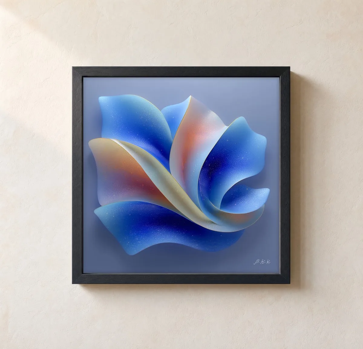 Stardust Petals by Bassem, framed print on a wall