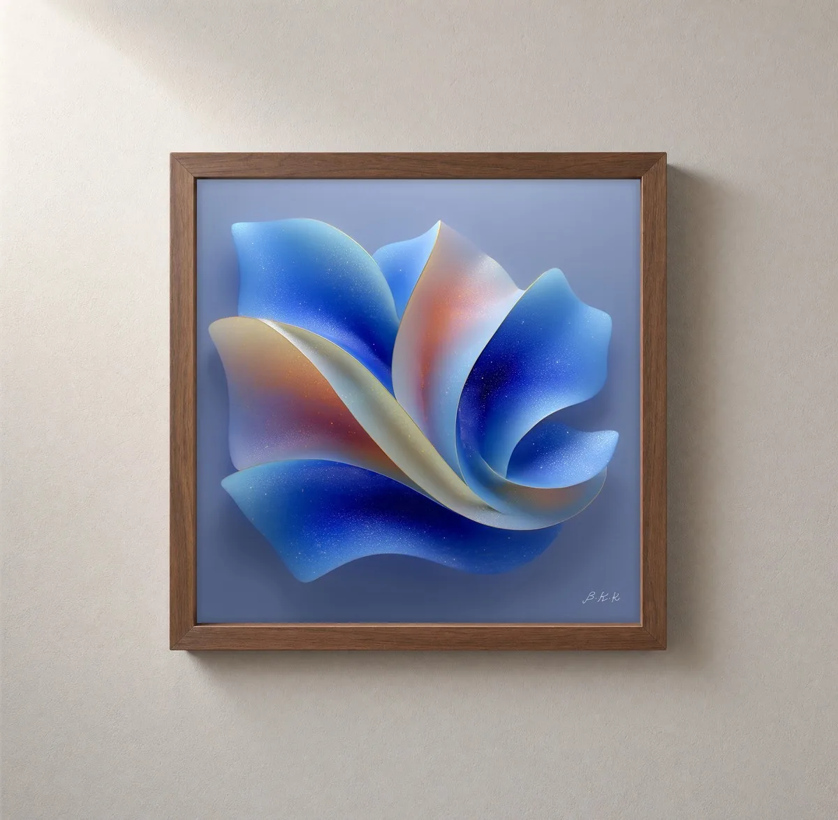 Stardust Petals by Bassem, framed print on a wall