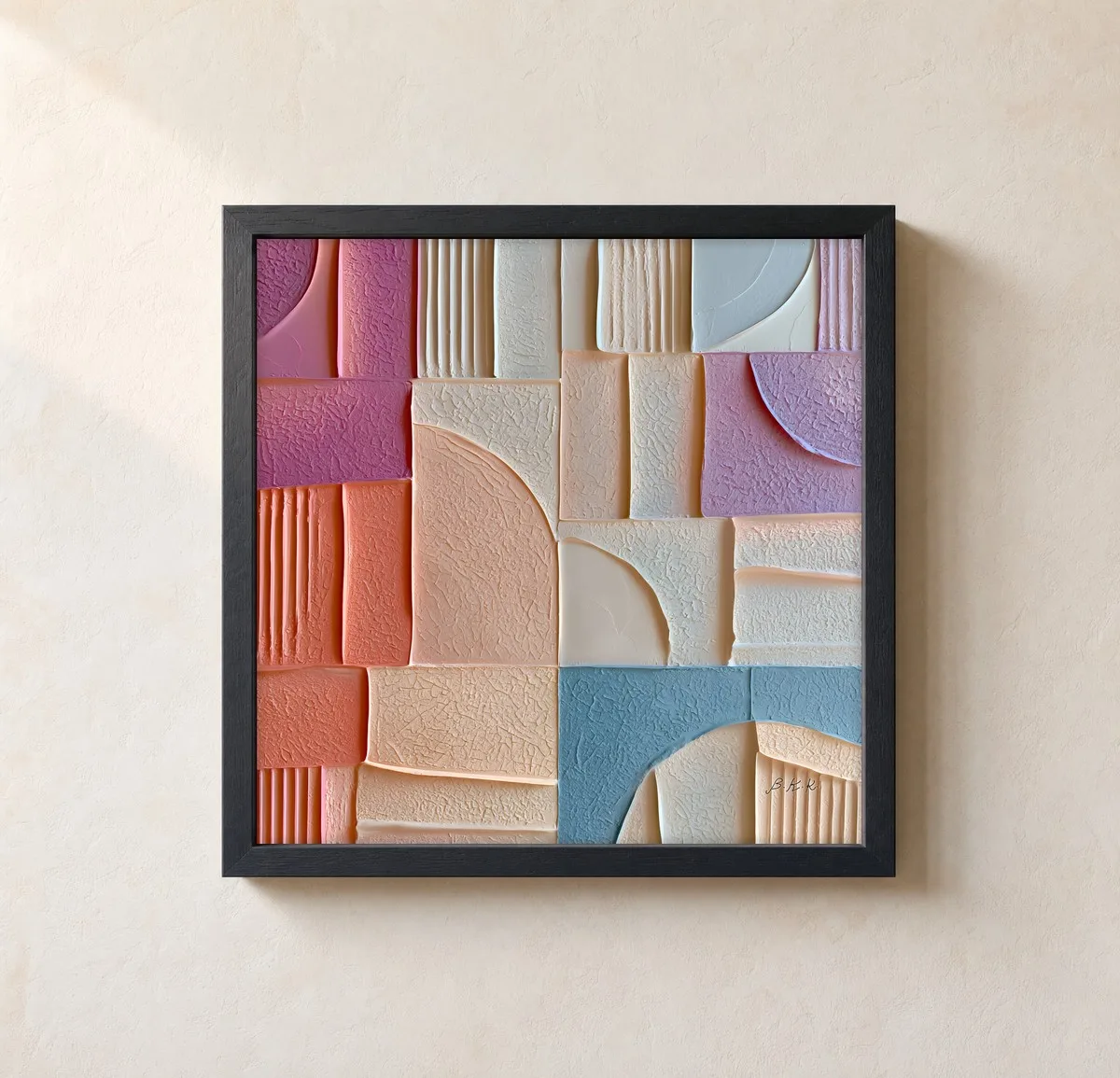 Pastel Plaster Tiles by Bassem, framed print on a wall
