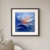 Gilded Blue Sails by Bassem, art print shown framed on a wall