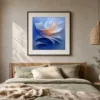 Gilded Blue Sails by Bassem, art print shown framed on a wall