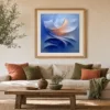 Gilded Blue Sails by Bassem, art print shown framed on a wall