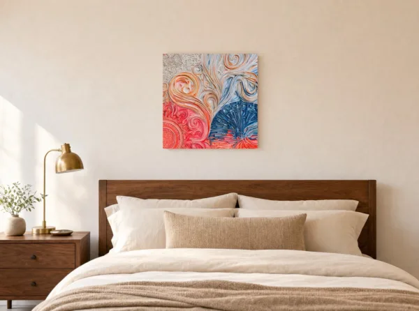 ba-0062-curled-ribbon-garden-canvas-3-canvas-room-bedroom-white-v4 Curled Ribbon Garden by Bassem, canvas on a wall