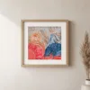 ba-0062-curled-ribbon-garden-print-1-closeup-oak-v6 Curled Ribbon Garden by Bassem, art print shown framed on a wall