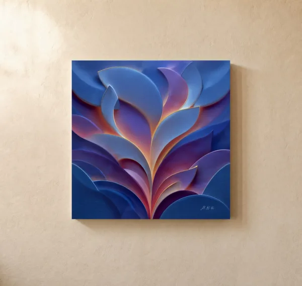 ba-0063-violet-ember-leaves-canvas-1-canvas-closeup-limewash-v4 Violet Ember Leaves by Bassem, canvas on a wall