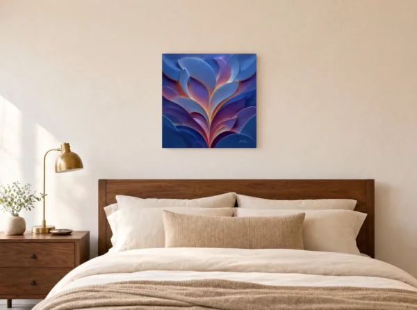 ba-0063-violet-ember-leaves-canvas-3-canvas-room-bedroom-white-v4 Violet Ember Leaves by Bassem, canvas on a wall