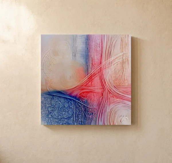 Rose Thread Ripples by Bassem, canvas on a wall