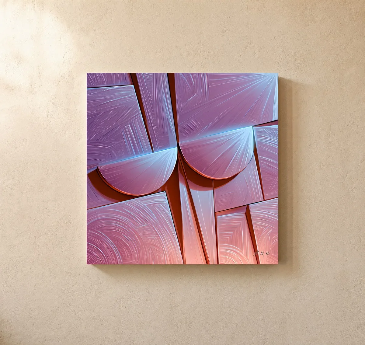 Mauve Half Moons by Bassem, canvas on a wall