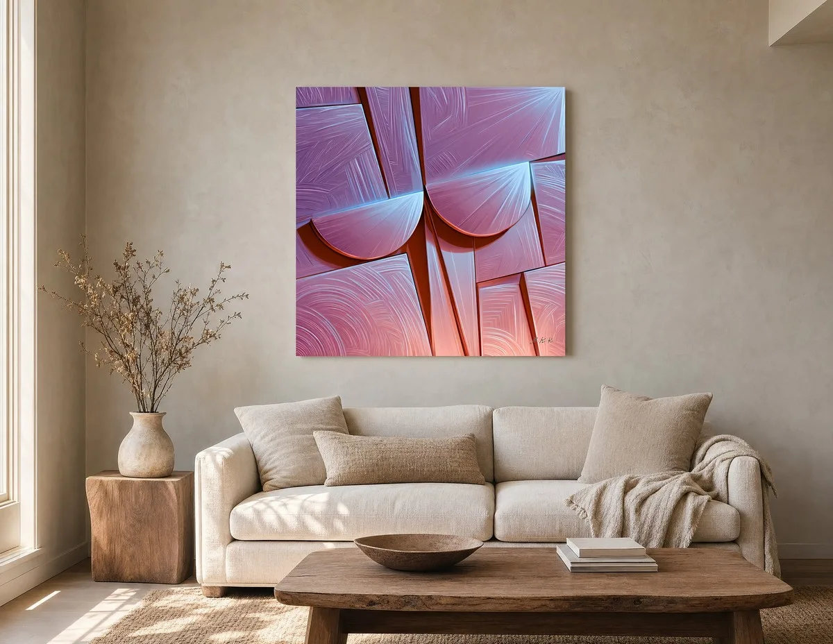 Mauve Half Moons by Bassem, canvas on a wall