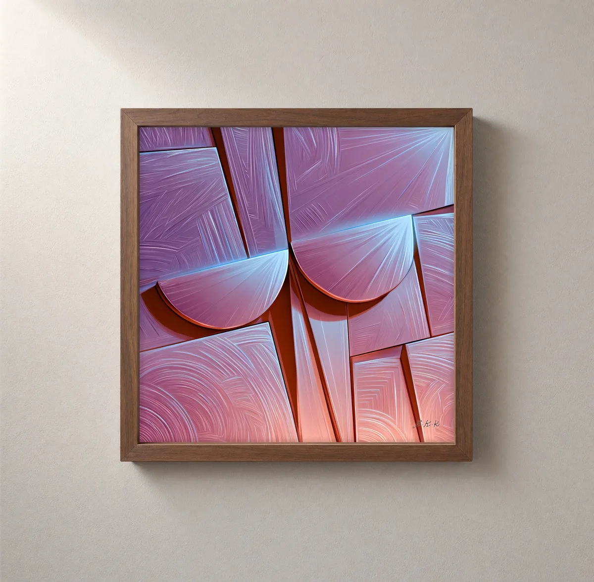 Mauve Half Moons by Bassem, framed print on a wall