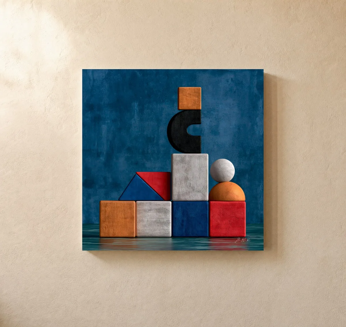 Tower of Blocks by Bassem, canvas on a wall