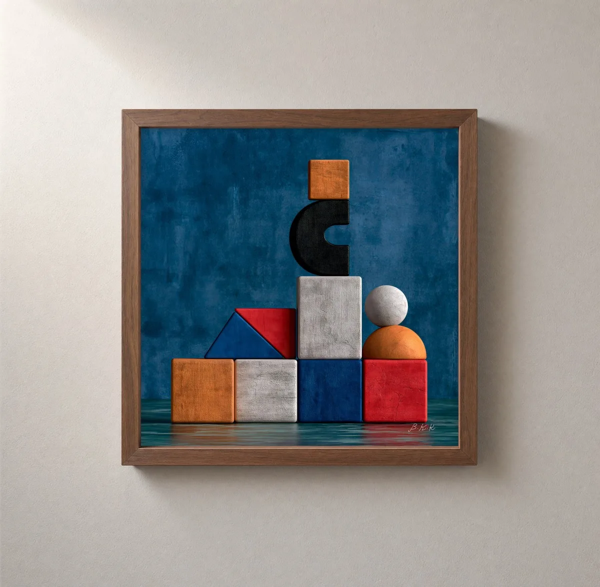 Tower of Blocks by Bassem, framed print on a wall