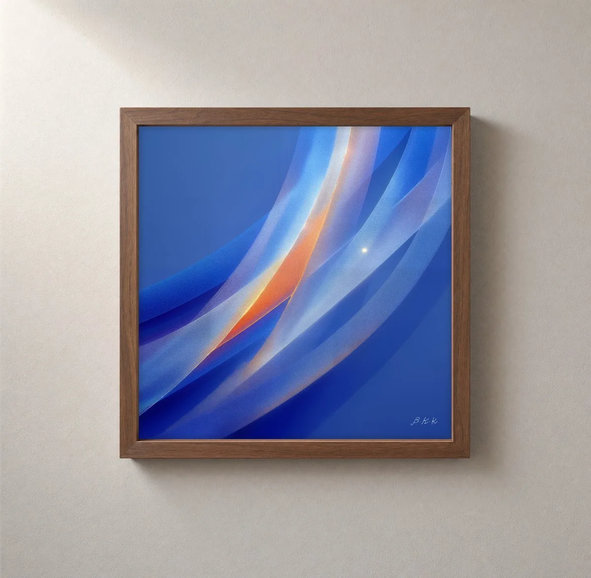 Cobalt Drift by Bassem, framed print on a wall
