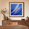 Cobalt Drift by Bassem, art print shown framed on a wall