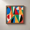 Patchwork of Shapes by Bassem, framed print on a wall