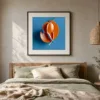 Layered Orange Discs by Bassem, art print shown framed on a wall