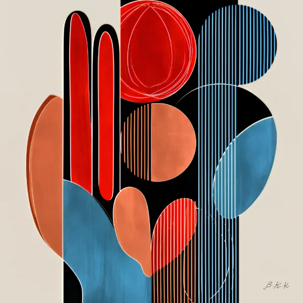 Red and Blue Columns by Bassem, the full artwork