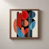 Red and Blue Columns by Bassem, framed print on a wall