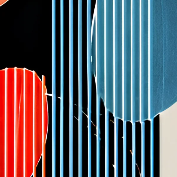 Red and Blue Columns by Bassem, detail at close range