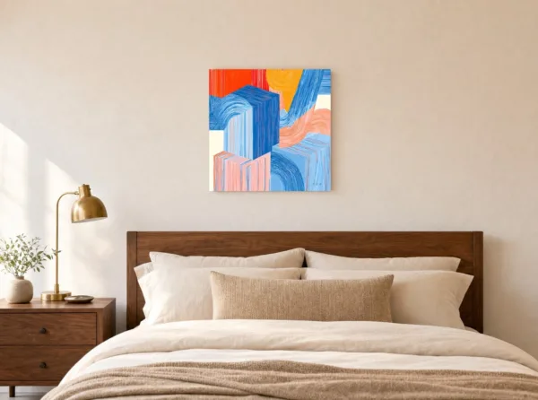 Threaded Blocks by Bassem, canvas on a wall