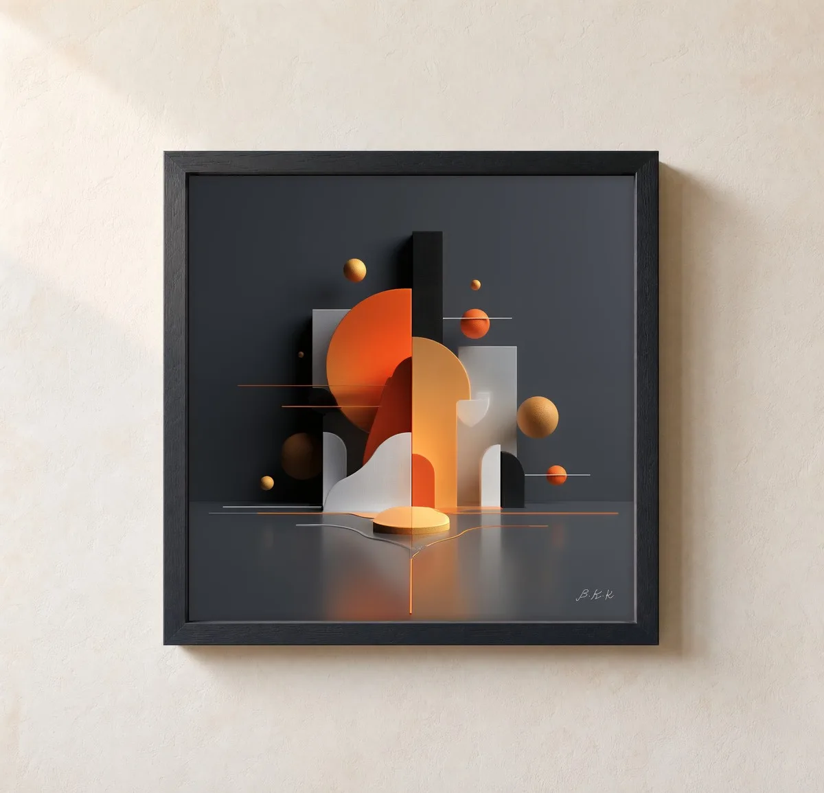 Charcoal Stage by Bassem, framed print on a wall