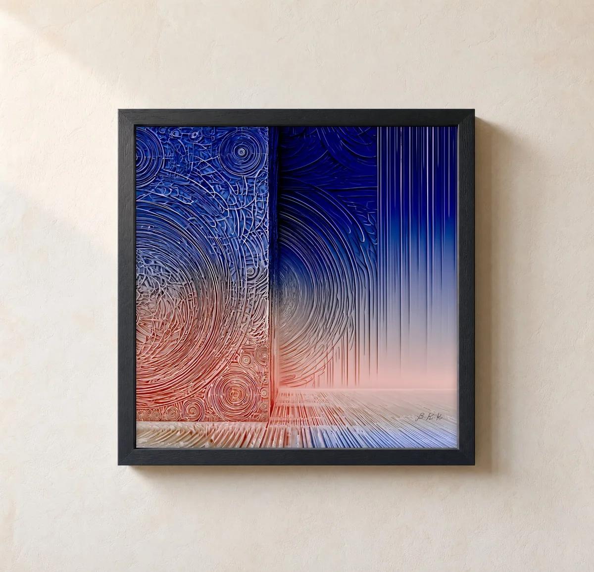 Embossed Ripples by Bassem, framed print on a wall
