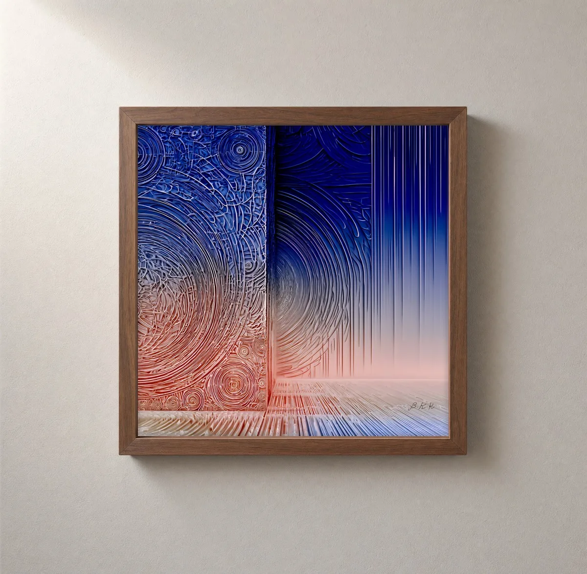 Embossed Ripples by Bassem, framed print on a wall
