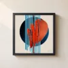 Red Blades and Stripes by Bassem, framed print on a wall