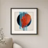 Red Blades and Stripes by Bassem, art print shown framed on a wall