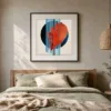 Red Blades and Stripes by Bassem, art print shown framed on a wall