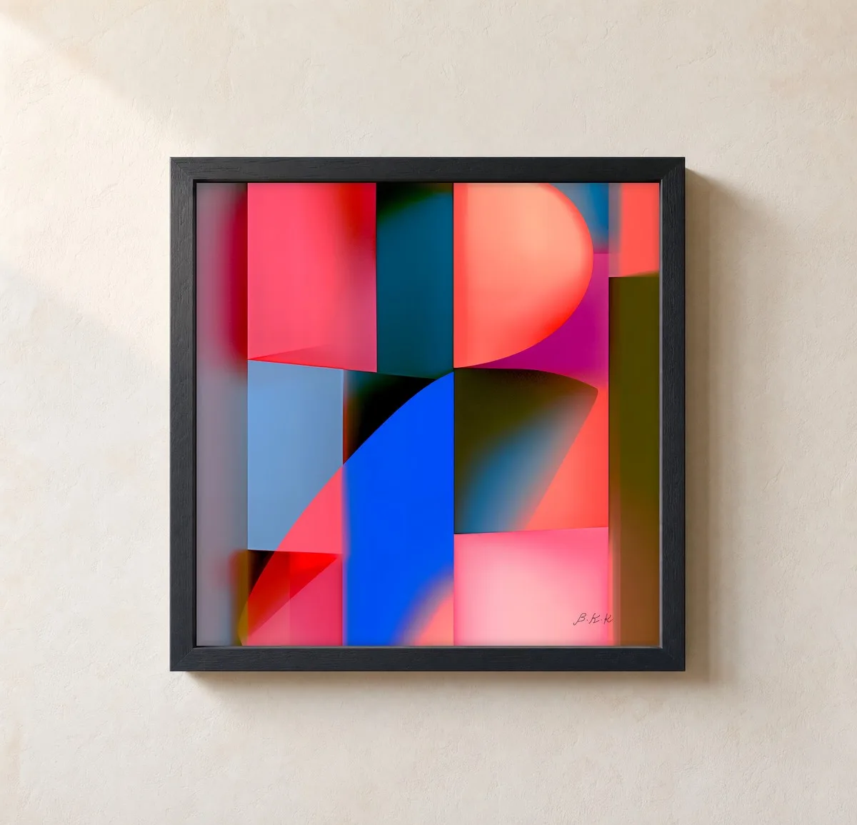 Soft Focus Blocks by Bassem, framed print on a wall