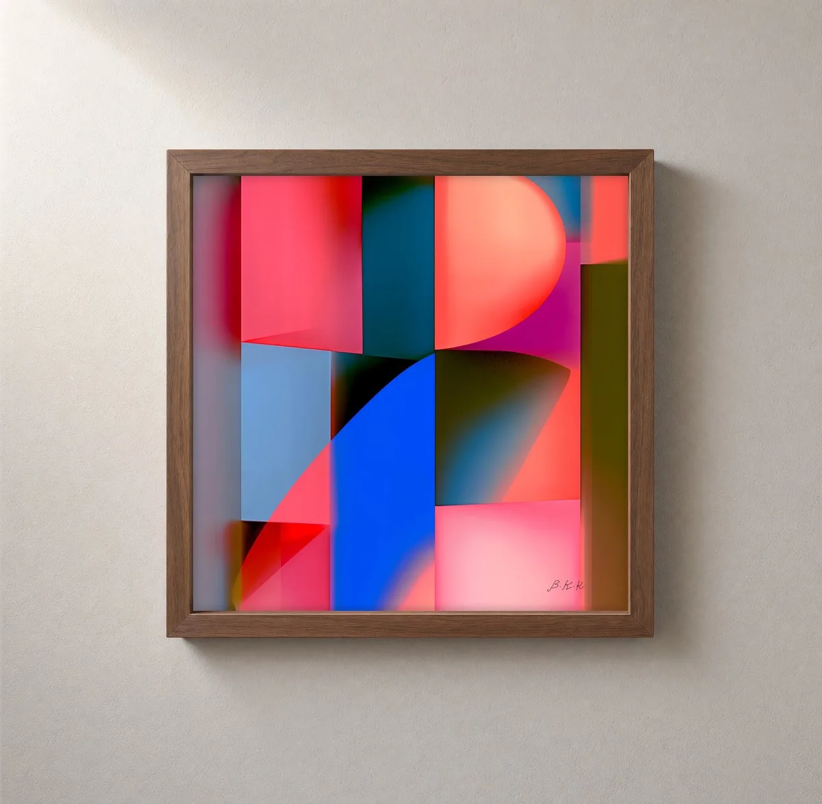 Soft Focus Blocks by Bassem, framed print on a wall