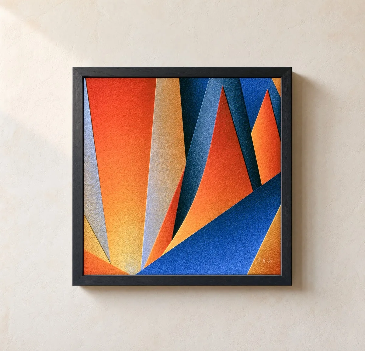 Sharp Orange Peaks by Bassem, framed print on a wall