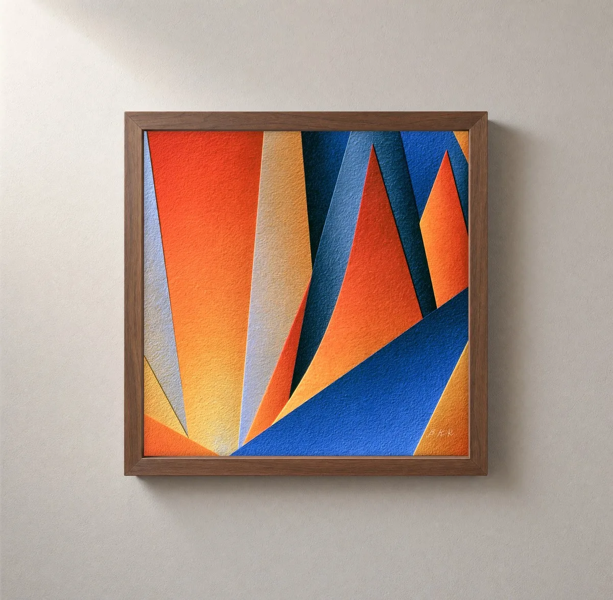Sharp Orange Peaks by Bassem, framed print on a wall