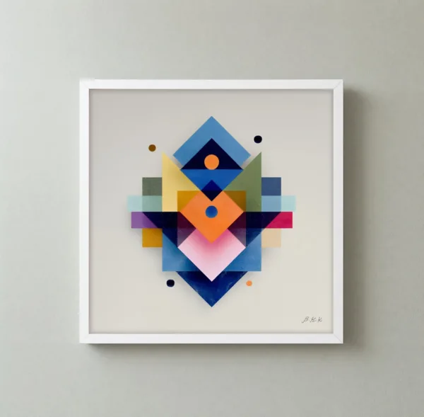 Bright Diamond Kite by Bassem, framed print on a wall