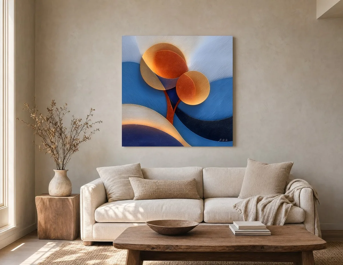 Little Orange Tree by Bassem, canvas on a wall