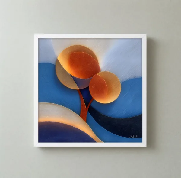 Little Orange Tree by Bassem, framed print on a wall