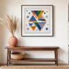 Confetti Triangles by Bassem, art print shown framed on a wall