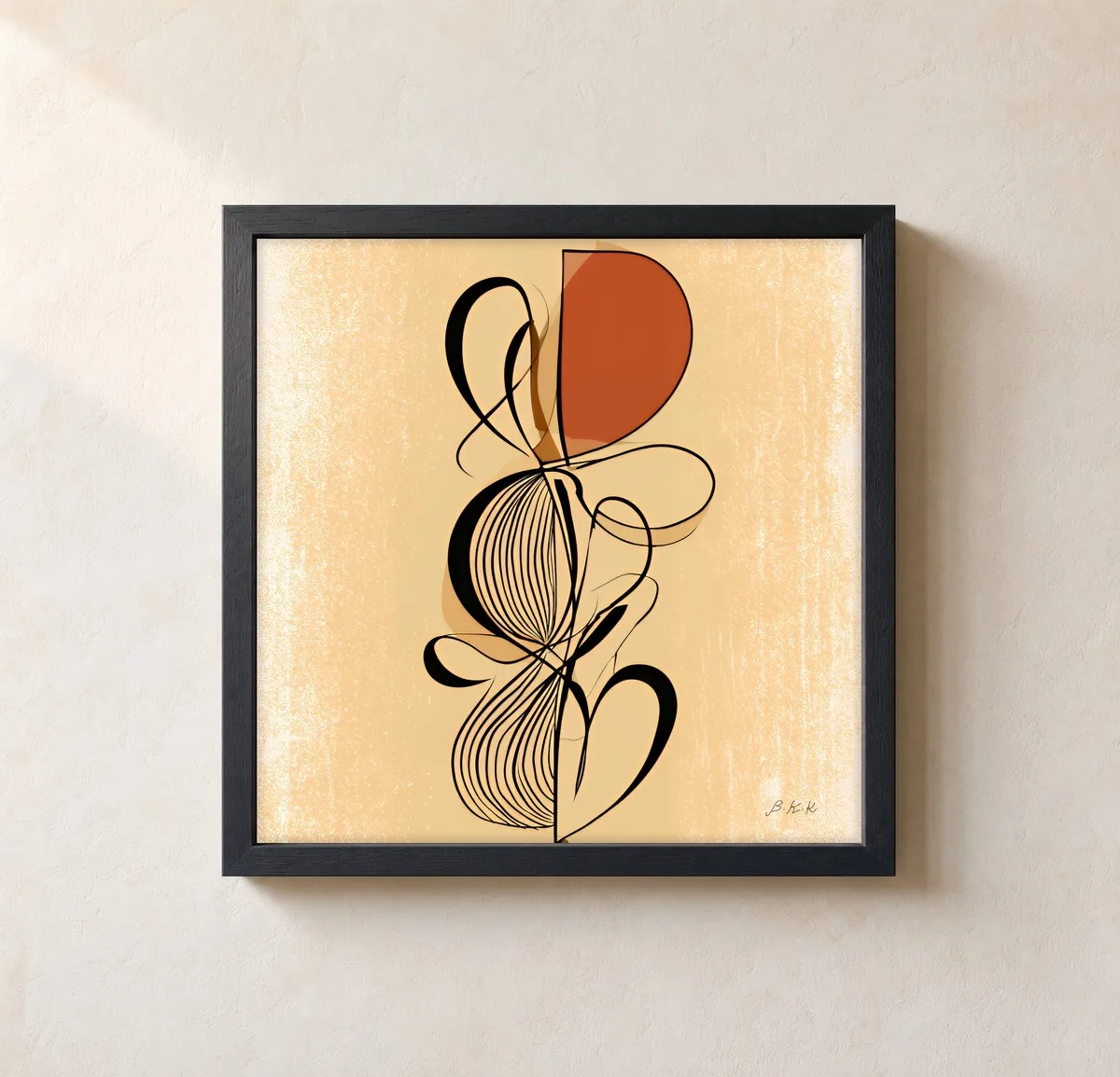 Loops on Sand by Bassem, framed print on a wall