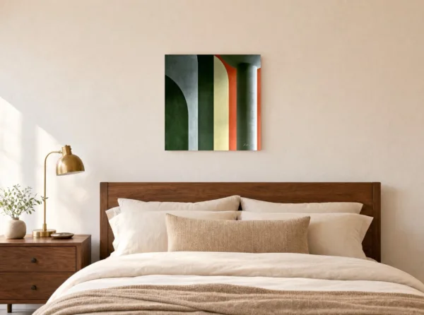 Arches in Forest Green by Bassem, canvas on a wall