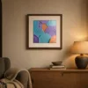 Lavender and Teal Fans by Bassem, art print shown framed on a wall