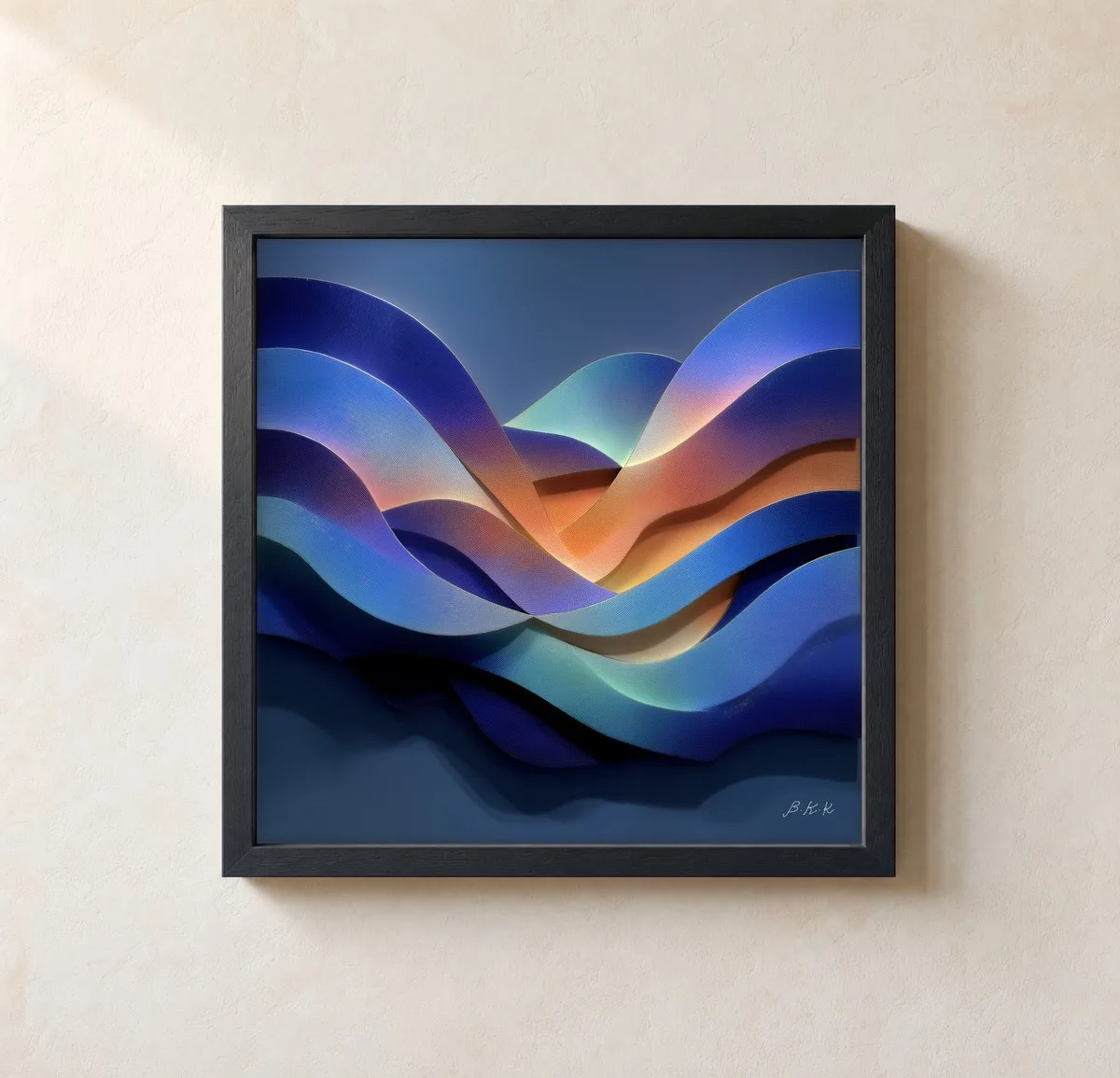Glow Between the Waves by Bassem, framed print on a wall