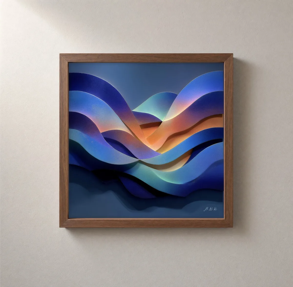 Glow Between the Waves by Bassem, framed print on a wall