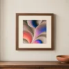 ba-0103-shell-curves-in-blush-print-1-closeup-walnut-v6 Shell Curves in Blush by Bassem, art print shown framed on a wall