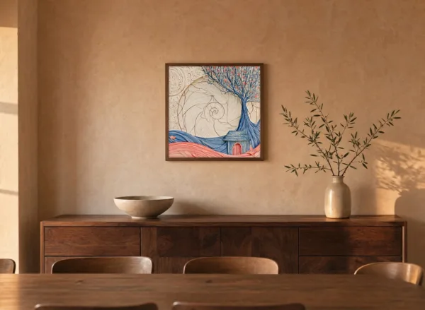 The Coral Door by Bassem, framed print on a wall