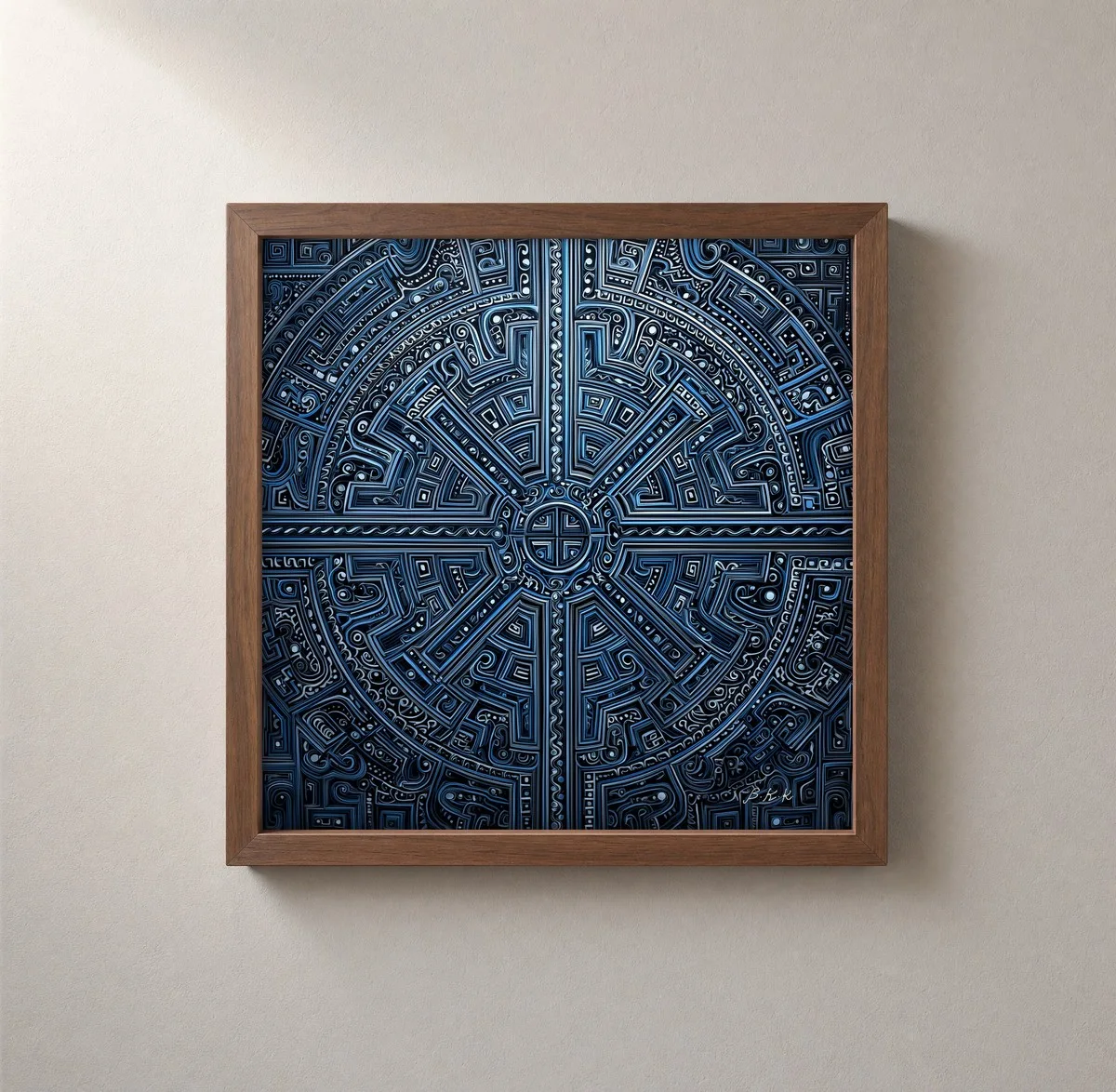 Midnight Labyrinth by Bassem, framed print on a wall