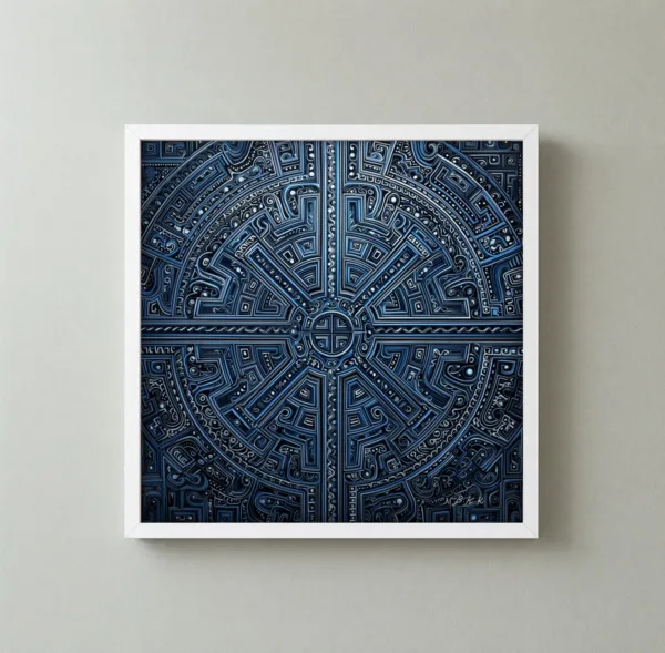 ba-0108-midnight-labyrinth-framed-3-thin-closeup-white-v4 Midnight Labyrinth by Bassem, framed print on a wall