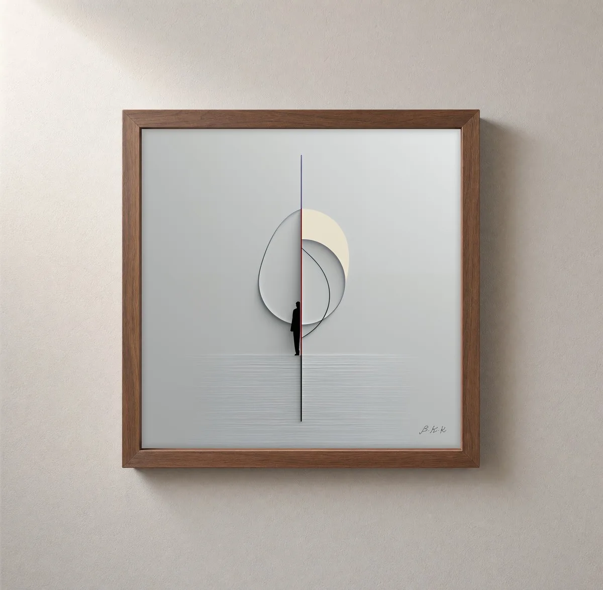 Waiting at the Line by Bassem, framed print on a wall
